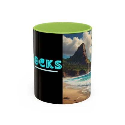 Tropical Beach Coffee Mug — Scenic Ocean View Accent Mug (11/15oz) - 11oz / Light Green - Mug