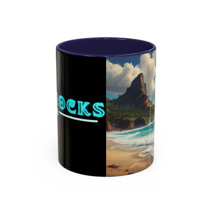 Tropical Beach Coffee Mug — Scenic Ocean View Accent Mug (11/15oz) - 11oz / Navy - Mug