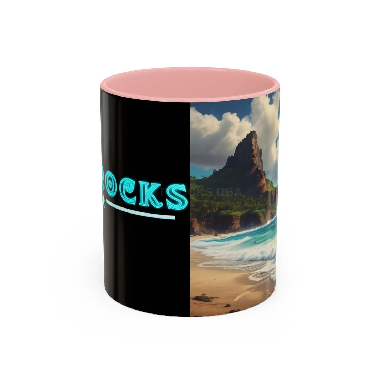 Tropical Beach Coffee Mug — Scenic Ocean View Accent Mug (11/15oz) - 11oz / Pink - Mug
