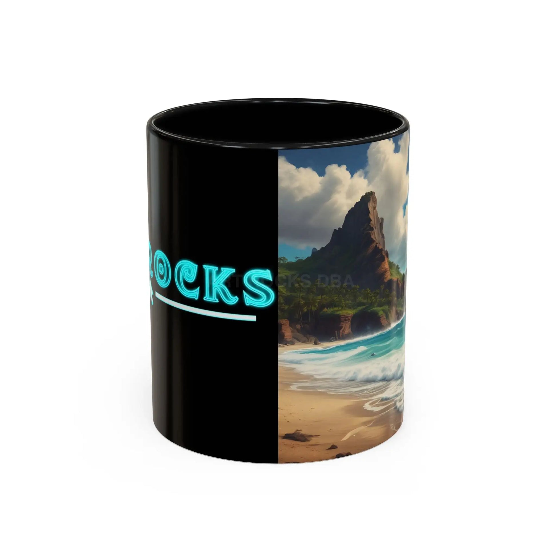 Tropical Beach Coffee Mug — Scenic Ocean View Accent Mug (11/15oz) - 11oz / Black - Mug