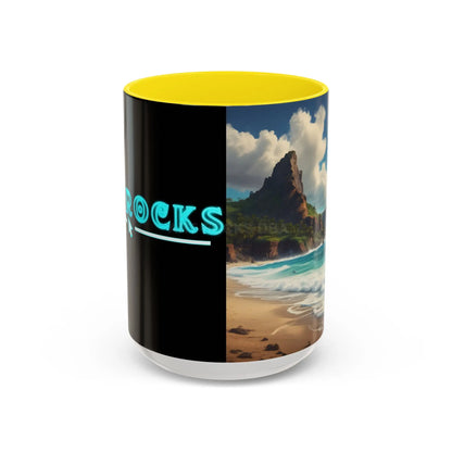 Tropical Beach Coffee Mug — Scenic Ocean View Accent Mug (11/15oz) - 15oz / Yellow - Mug