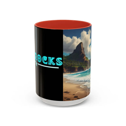 Tropical Beach Coffee Mug — Scenic Ocean View Accent Mug (11/15oz) - 15oz / Red - Mug