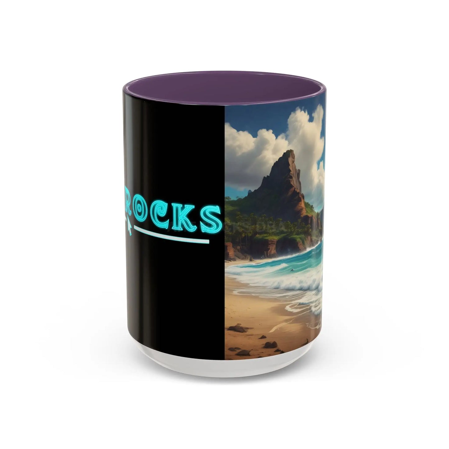 Tropical Beach Coffee Mug — Scenic Ocean View Accent Mug (11/15oz) - 15oz / Purple - Mug