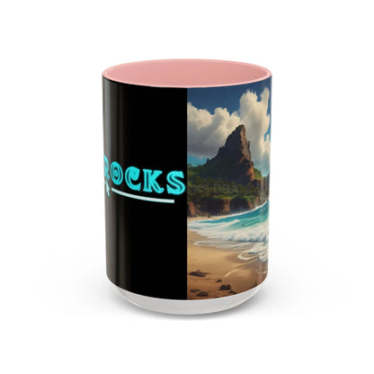 Tropical Beach Coffee Mug — Scenic Ocean View Accent Mug (11/15oz) - 15oz / Pink - Mug
