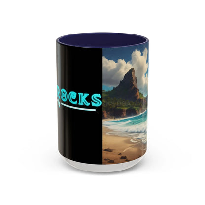 Tropical Beach Coffee Mug — Scenic Ocean View Accent Mug (11/15oz) - 15oz / Navy - Mug