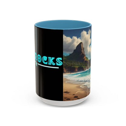 Tropical Beach Coffee Mug — Scenic Ocean View Accent Mug (11/15oz) - 15oz / Light Blue - Mug