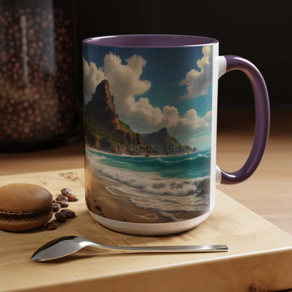 Tropical Beach Coffee Mug — Scenic Ocean View Accent Mug (11/15oz) - Mug