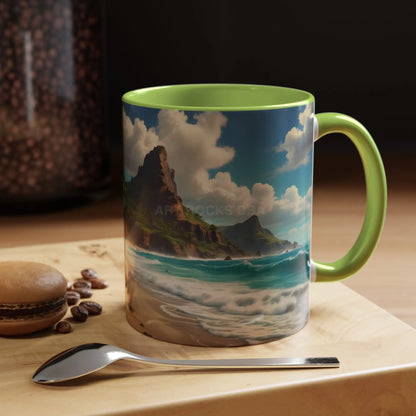 Tropical Beach Coffee Mug — Scenic Ocean View Accent Mug (11/15oz) - Mug