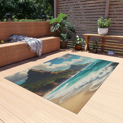 Tropical Beach Outdoor Rug Ideal for Patios Decks and Camping Perfect for Summer Gatherings Relaxing Vibes Beach Decor