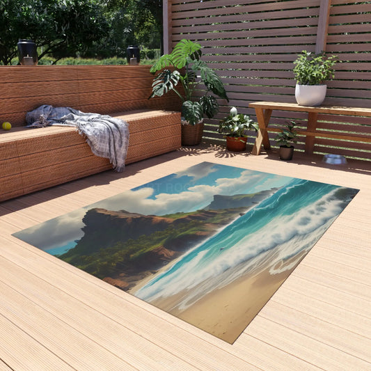Tropical Beach Outdoor Rug Ideal for Patios Decks and Camping Perfect for Summer Gatherings Relaxing Vibes Beach Decor