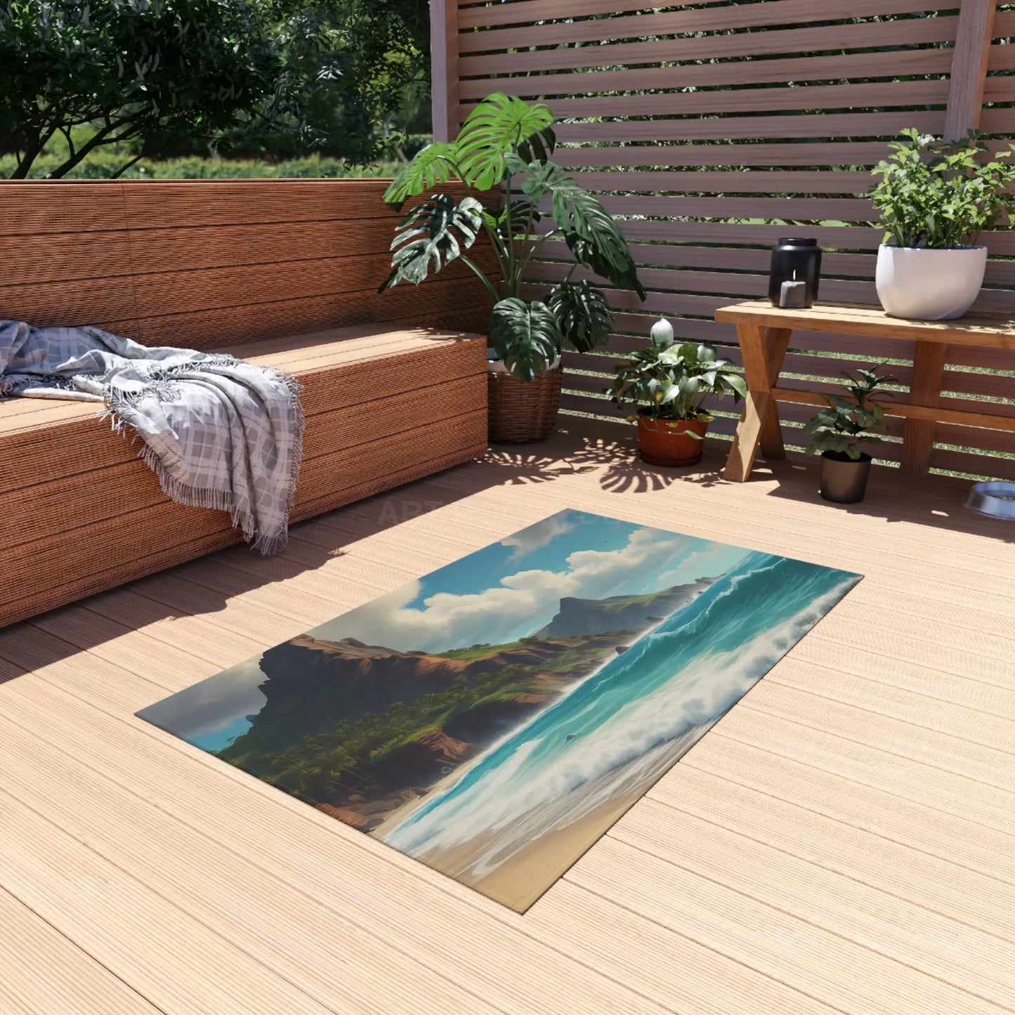 Tropical Beach Outdoor Rug Ideal for Patios Decks and Camping Perfect for Summer Gatherings Relaxing Vibes Beach Decor