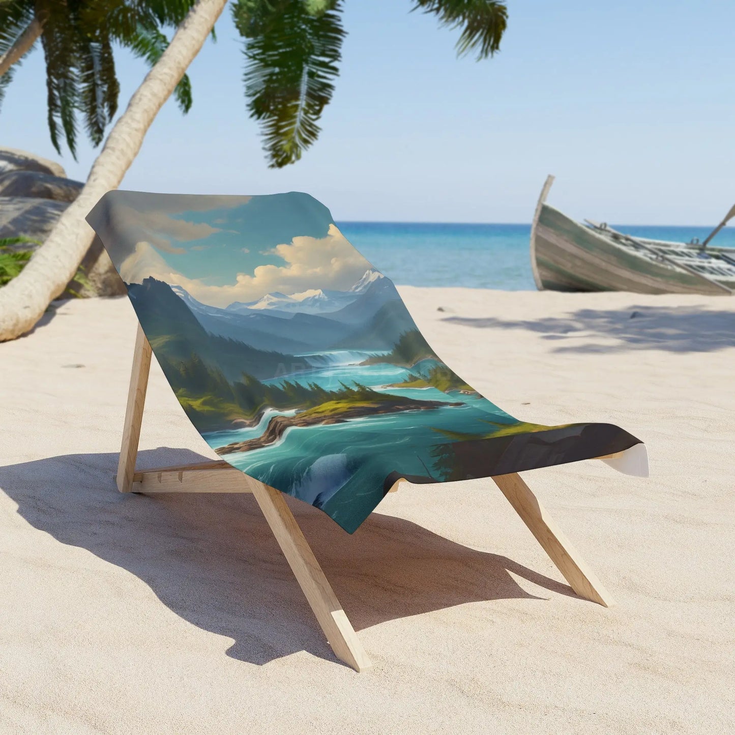 Tropical Mountain River Beach Towel - 30’’ × 60’’ - Home Decor