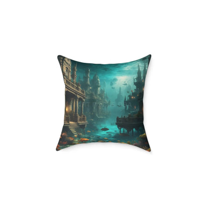 Underwater Fantasy Pillow Decorative Home Cushion Ocean-Themed Gift Living Room Decor Nautical Bedroom Accessory - 18’’
