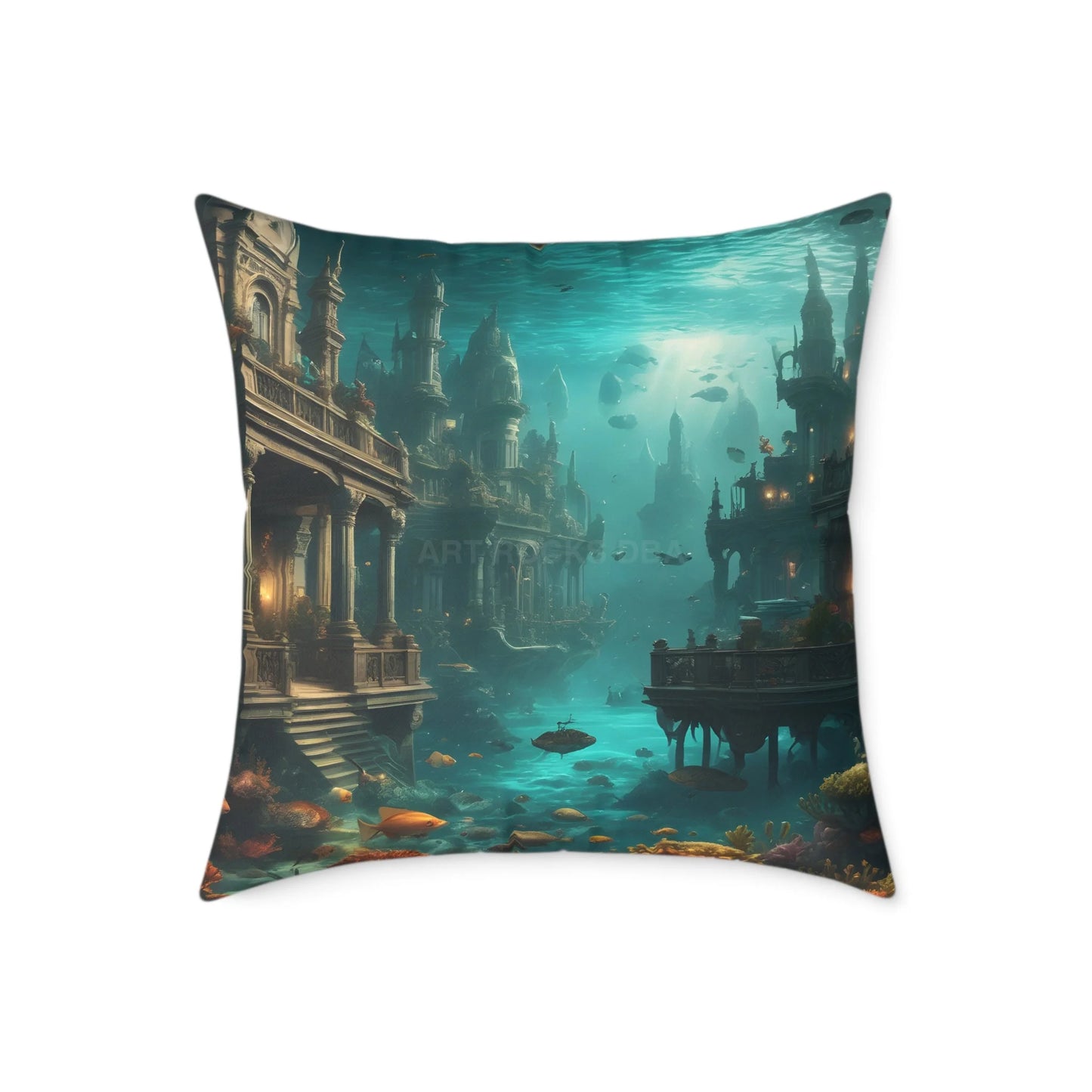 Underwater Fantasy Pillow Decorative Home Cushion Ocean-Themed Gift Living Room Decor Nautical Bedroom Accessory - 24’’