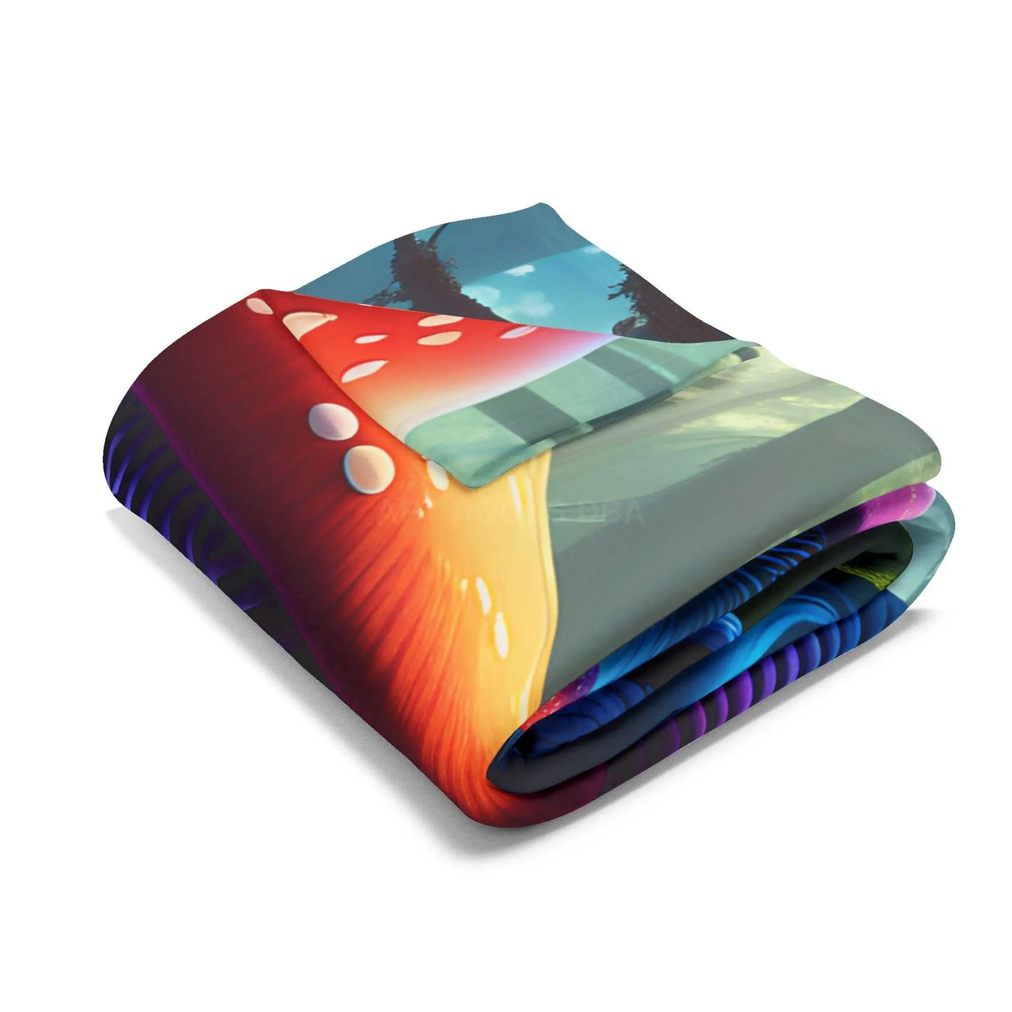Vibrant Mushroom Arctic Fleece Blanket - Cozy Colorful Psychedelic Decor for Home Gifts for Nature Lovers Festival Cozy