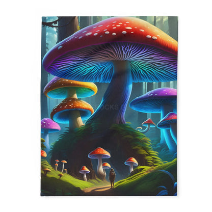 Vibrant Mushroom Arctic Fleece Blanket - Cozy Colorful Psychedelic Decor for Home Gifts for Nature Lovers Festival Cozy