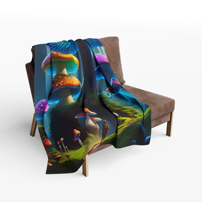 Vibrant Mushroom Arctic Fleece Blanket - Cozy Colorful Psychedelic Decor for Home Gifts for Nature Lovers Festival Cozy