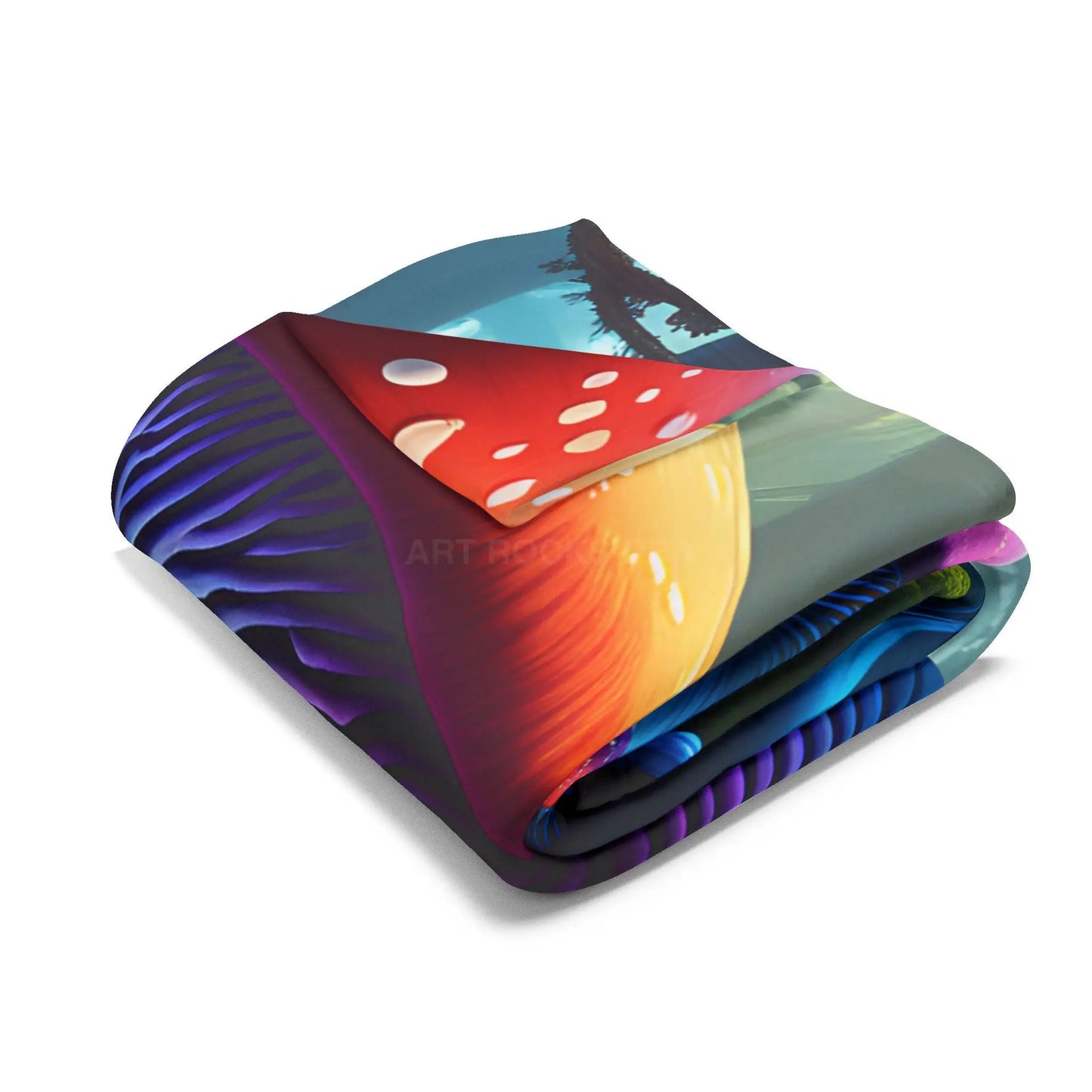 Vibrant Mushroom Arctic Fleece Blanket - Cozy Colorful Psychedelic Decor for Home Gifts for Nature Lovers Festival Cozy