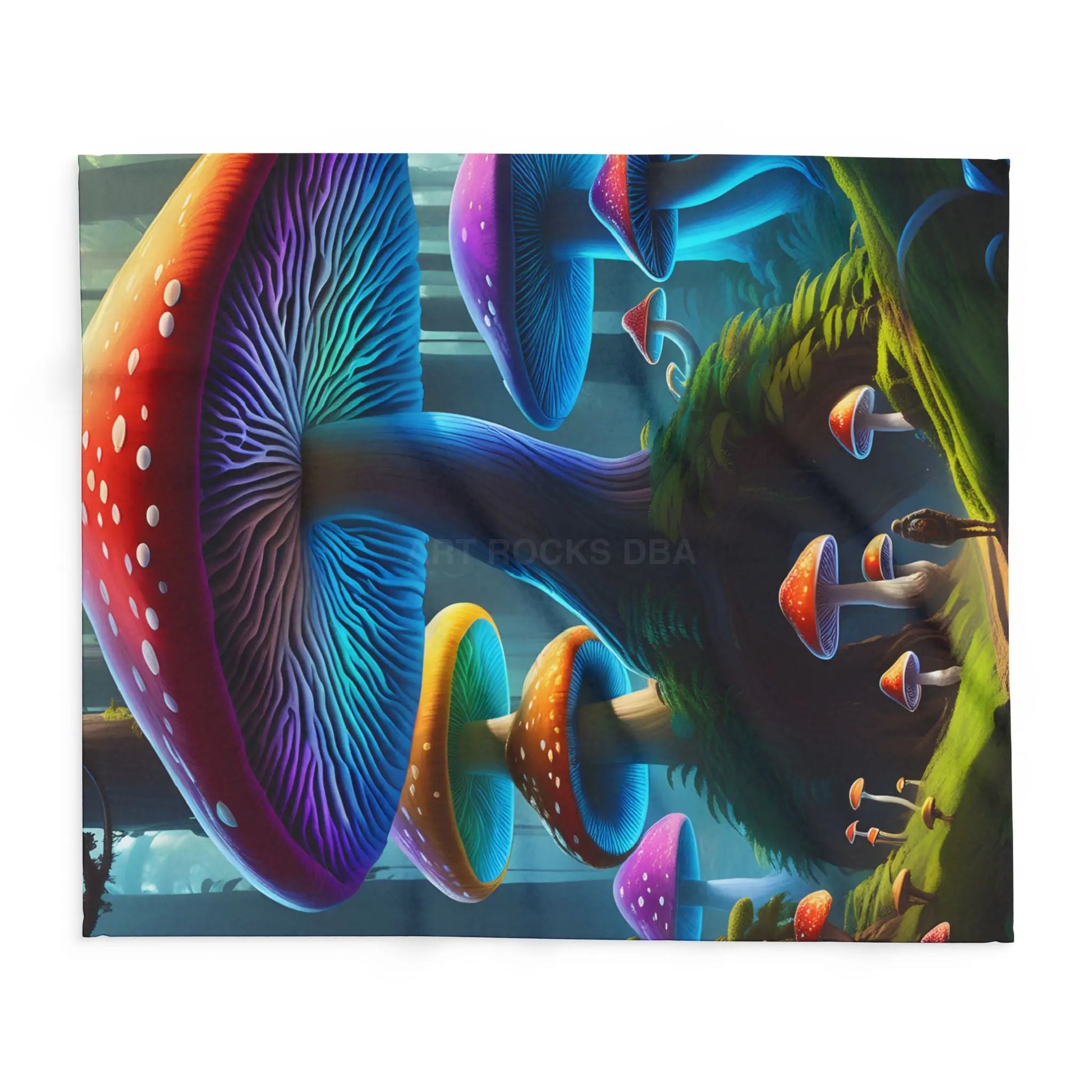 Vibrant Mushroom Arctic Fleece Blanket - Cozy Colorful Psychedelic Decor for Home Gifts for Nature Lovers Festival Cozy