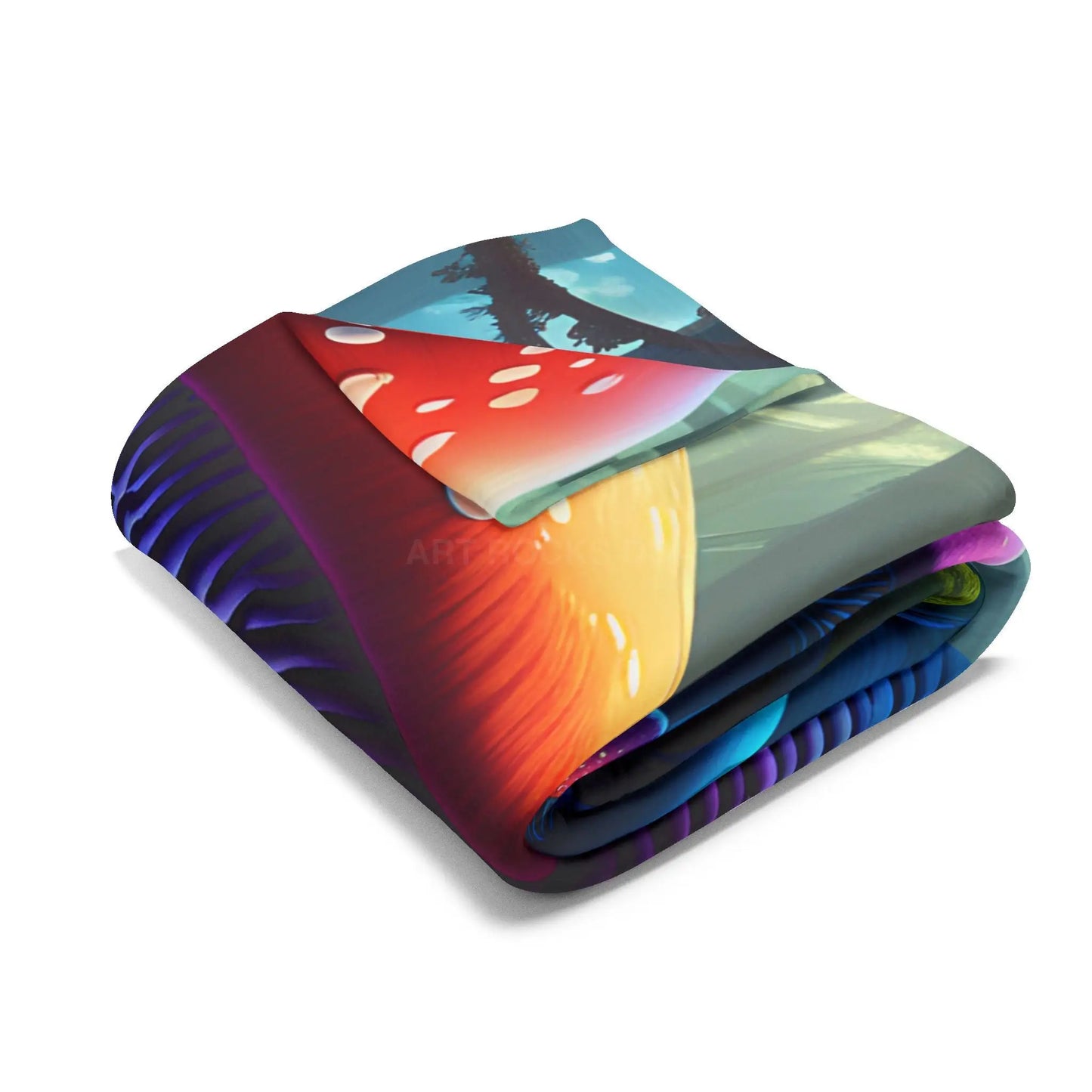 Vibrant Mushroom Arctic Fleece Blanket - Cozy Colorful Psychedelic Decor for Home Gifts for Nature Lovers Festival Cozy