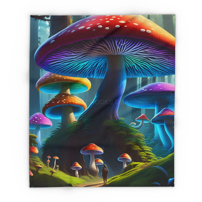 Vibrant Mushroom Arctic Fleece Blanket - Cozy Colorful Psychedelic Decor for Home Gifts for Nature Lovers Festival Cozy