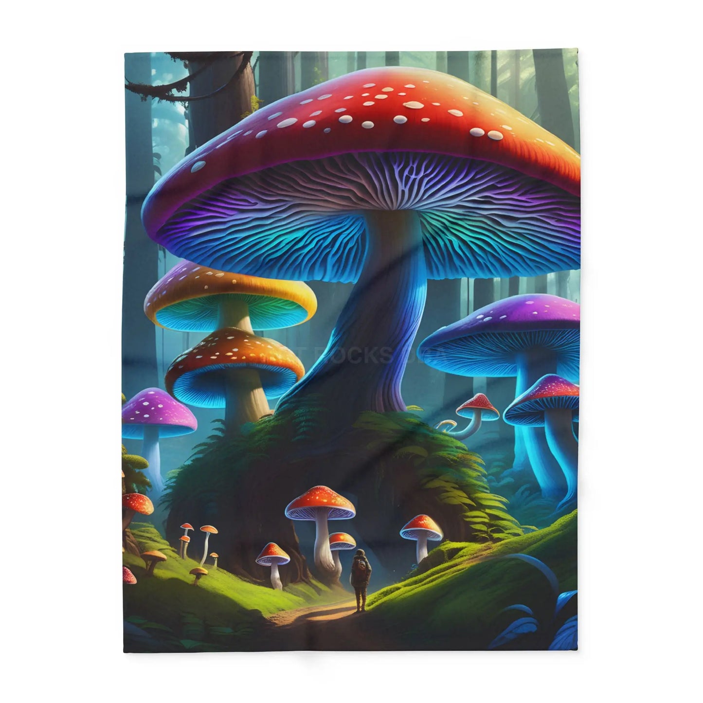 Vibrant Mushroom Arctic Fleece Blanket - Cozy Colorful Psychedelic Decor for Home Gifts for Nature Lovers Festival Cozy