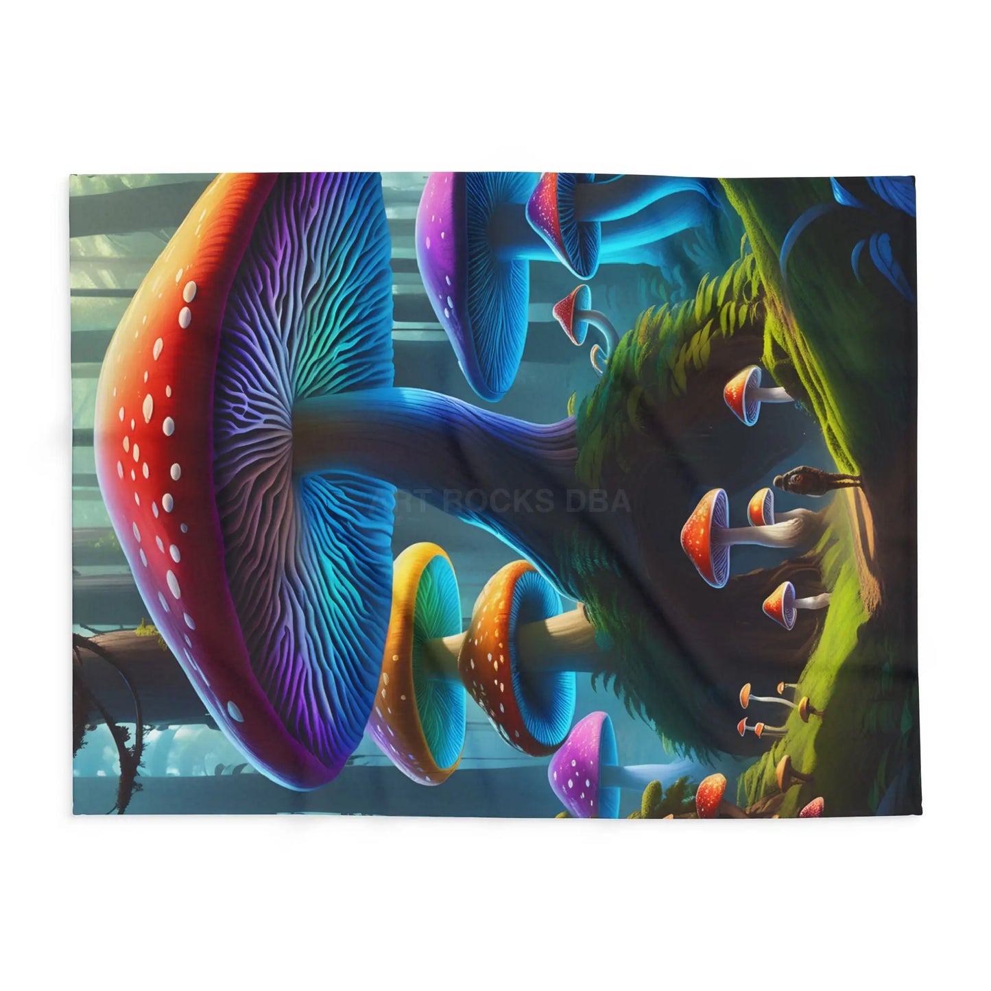Vibrant Mushroom Arctic Fleece Blanket - Cozy Colorful Psychedelic Decor for Home Gifts for Nature Lovers Festival Cozy