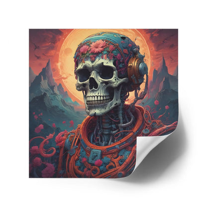 Vibrant Skull Art Stickers Intriguing Decor for Halloween Gift for Artists Sci-Fi Enthusiasts Interior Decor Unique