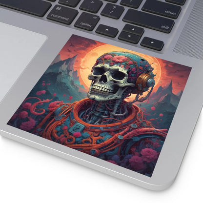 Vibrant Skull Art Stickers Intriguing Decor for Halloween Gift for Artists Sci-Fi Enthusiasts Interior Decor Unique