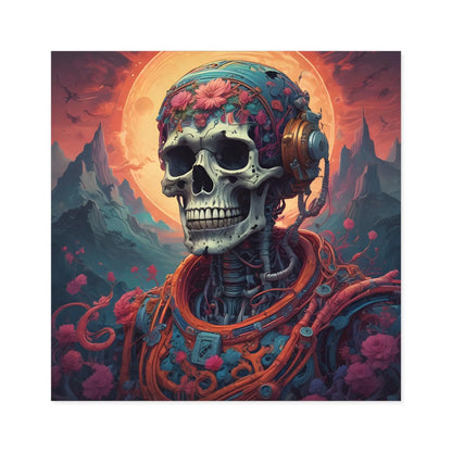 Vibrant Skull Art Stickers Intriguing Decor for Halloween Gift for Artists Sci-Fi Enthusiasts Interior Decor Unique