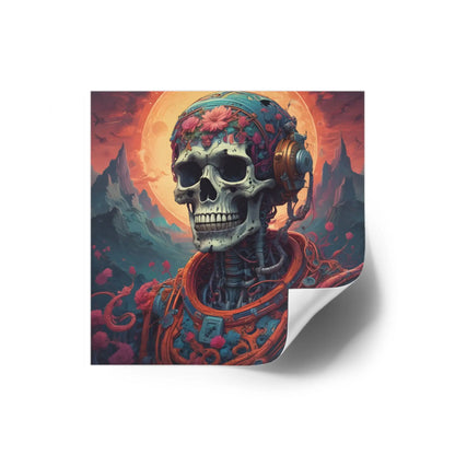 Vibrant Skull Art Stickers Intriguing Decor for Halloween Gift for Artists Sci-Fi Enthusiasts Interior Decor Unique