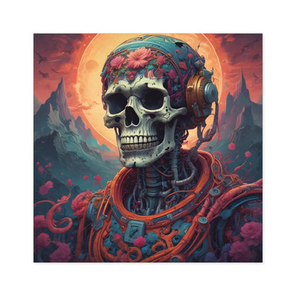Vibrant Skull Art Stickers Intriguing Decor for Halloween Gift for Artists Sci-Fi Enthusiasts Interior Decor Unique