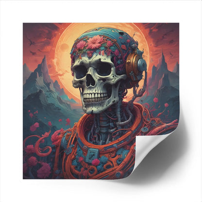 Vibrant Skull Art Stickers Intriguing Decor for Halloween Gift for Artists Sci-Fi Enthusiasts Interior Decor Unique