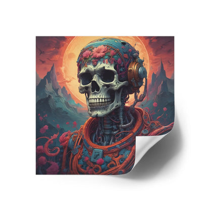 Vibrant Skull Art Stickers Intriguing Decor for Halloween Gift for Artists Sci-Fi Enthusiasts Interior Decor Unique