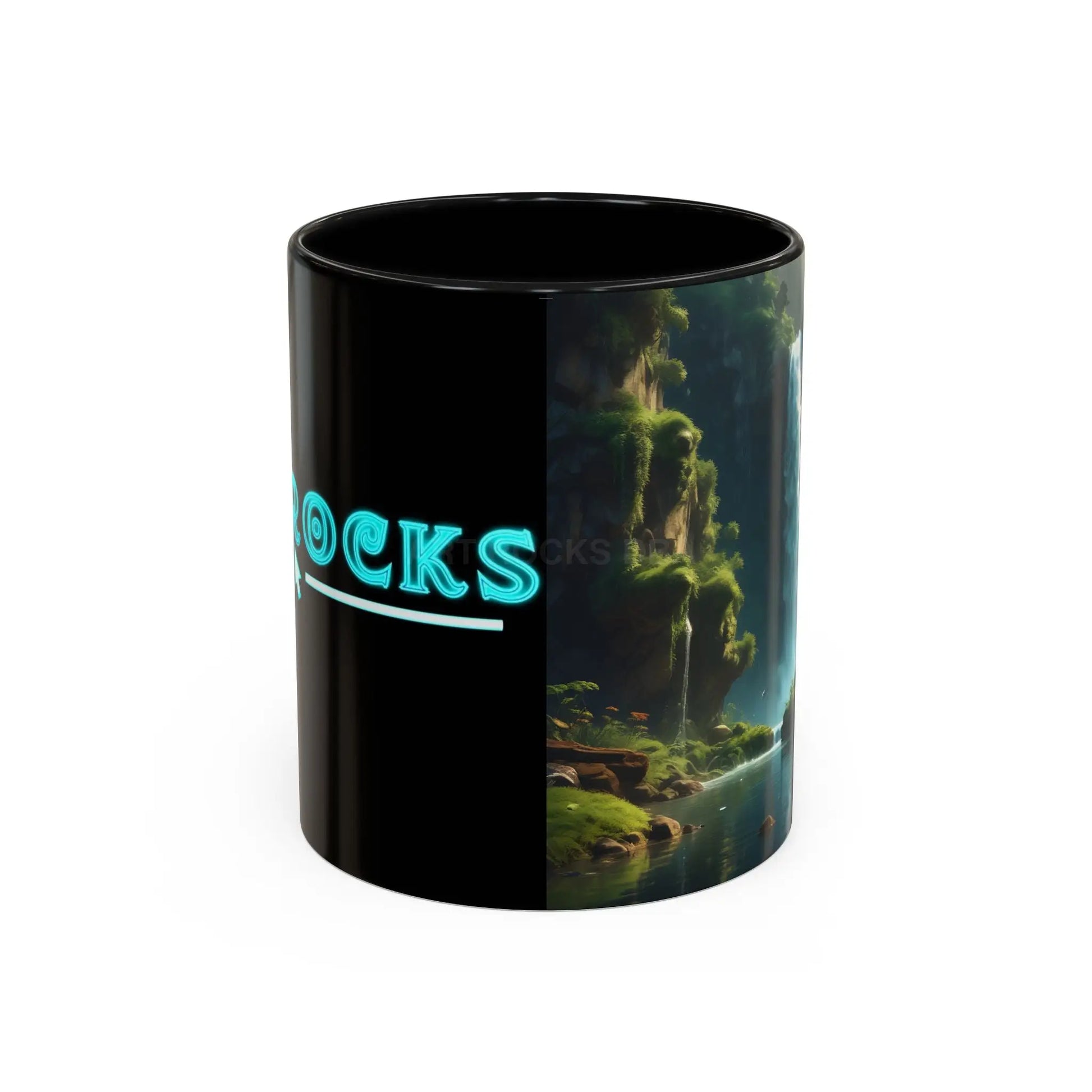 Waterfall Accent Coffee Mug – Scenic Nature Art Mug (11/15oz) - 11oz / Black - Mug