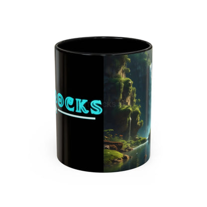 Waterfall Accent Coffee Mug – Scenic Nature Art Mug (11/15oz) - 11oz / Black - Mug