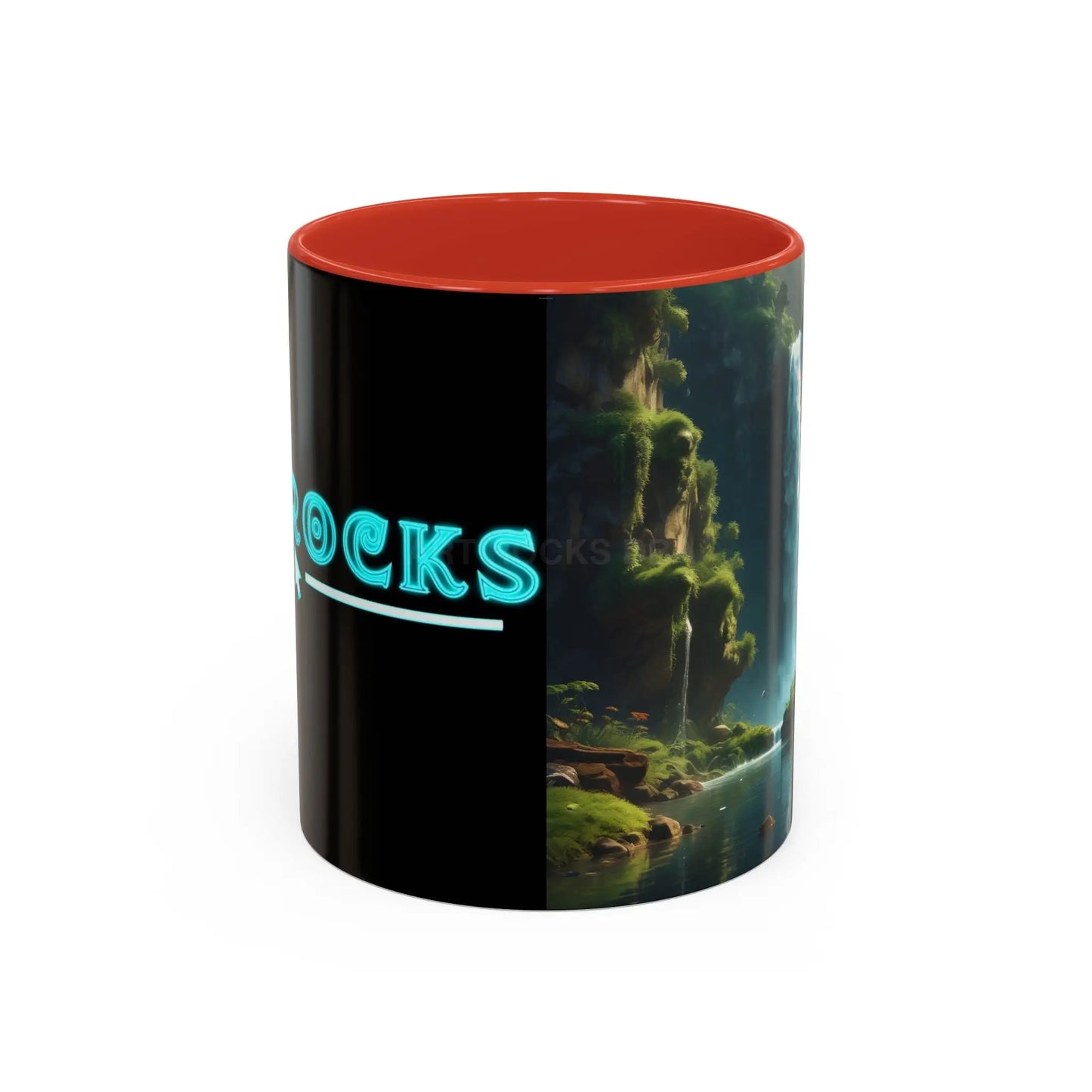 Waterfall Accent Coffee Mug – Scenic Nature Art Mug (11/15oz) - 11oz / Red - Mug