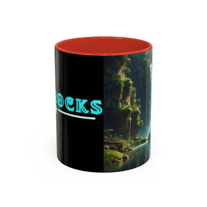 Waterfall Accent Coffee Mug – Scenic Nature Art Mug (11/15oz) - 11oz / Red - Mug