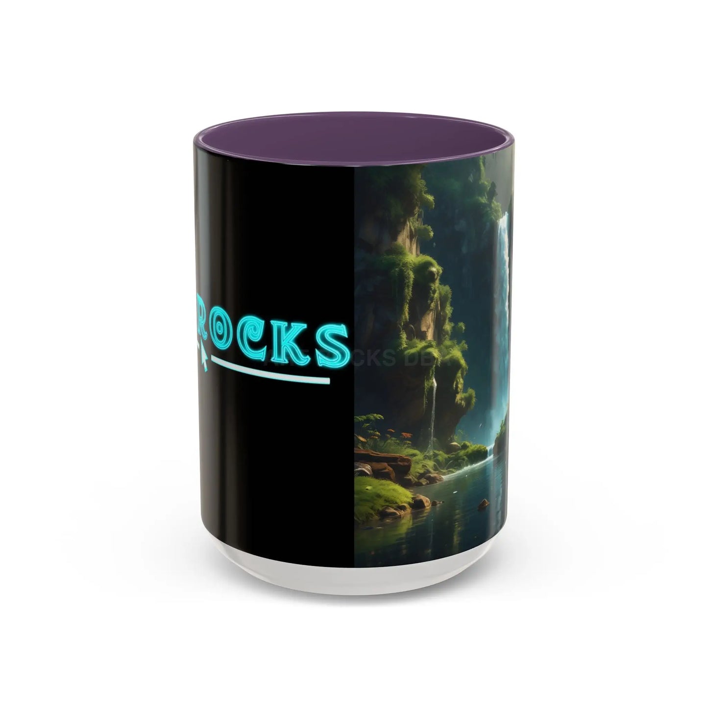 Waterfall Accent Coffee Mug – Scenic Nature Art Mug (11/15oz) - 15oz / Purple - Mug