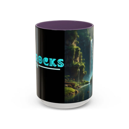 Waterfall Accent Coffee Mug – Scenic Nature Art Mug (11/15oz) - 15oz / Purple - Mug
