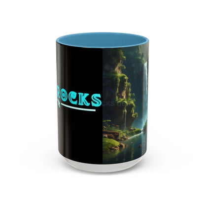 Waterfall Accent Coffee Mug – Scenic Nature Art Mug (11/15oz) - 15oz / Light Blue - Mug