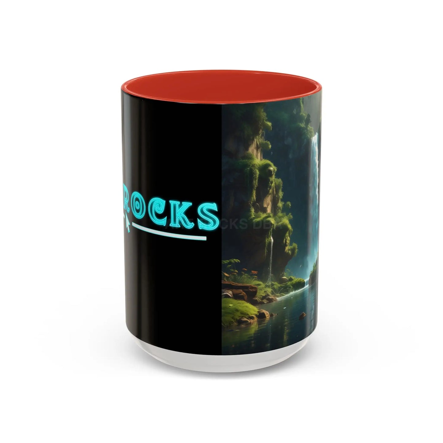 Waterfall Accent Coffee Mug – Scenic Nature Art Mug (11/15oz) - 15oz / Red - Mug
