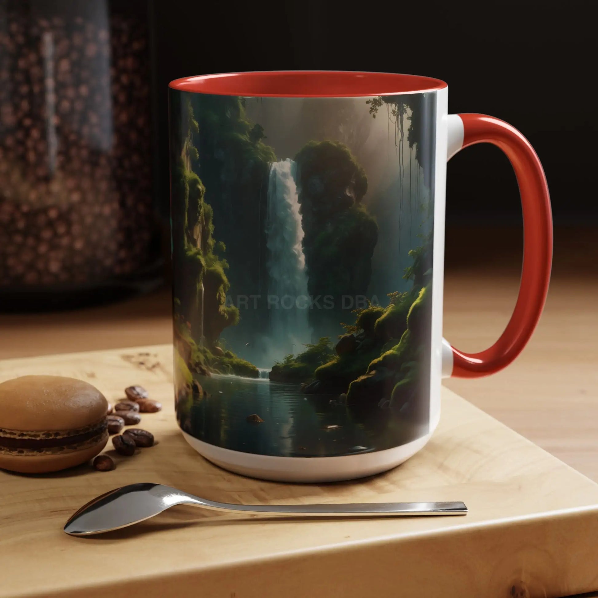 Waterfall Accent Coffee Mug – Scenic Nature Art Mug (11/15oz) - Mug