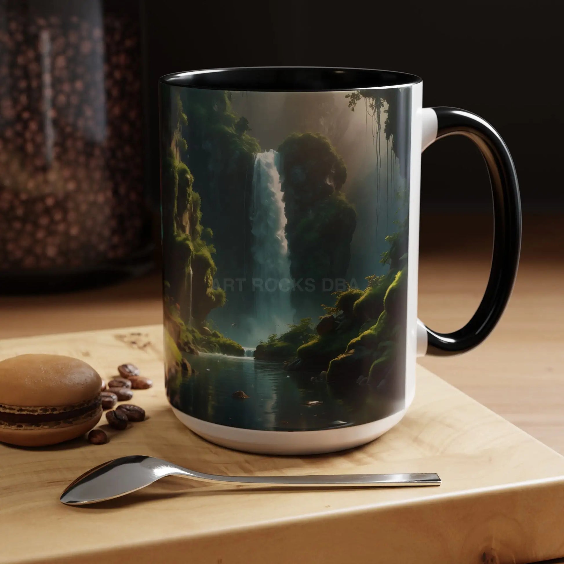Waterfall Accent Coffee Mug – Scenic Nature Art Mug (11/15oz) - Mug