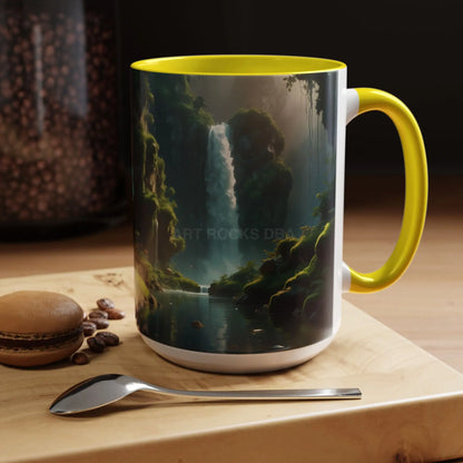 Waterfall Accent Coffee Mug – Scenic Nature Art Mug (11/15oz) - Mug