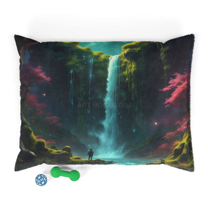 Waterfall Fantasy Pet Bed — Mystical Forest Scenic Dog & Cat Pillow - 40’’ × 30’’ - Pets