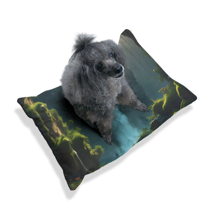 Waterfall Fantasy Pet Bed — Plush Forest Escape Dog & Cat Cushion - Pets