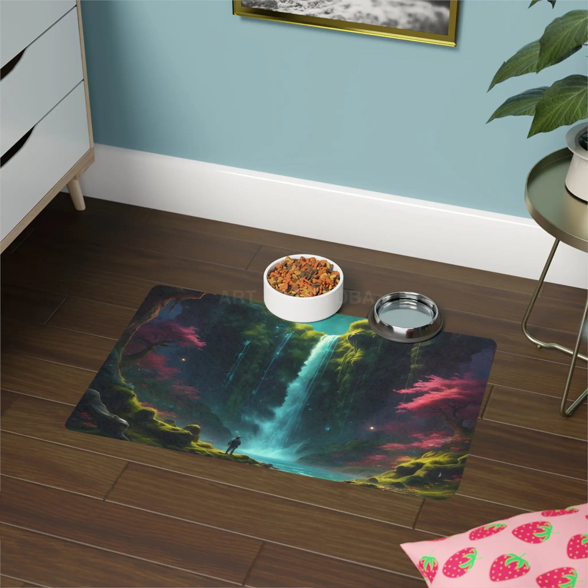 Waterfall Fantasy Pet Food Mat (12x18) — Vibrant Nature Pet Feeding Mat - 12’’ × 18’’ / Rectangle - Pets