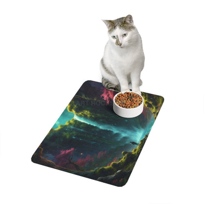 Waterfall Fantasy Pet Food Mat (12x18) — Vibrant Nature Pet Feeding Mat - 12’’ × 18’’ / Rectangle - Pets