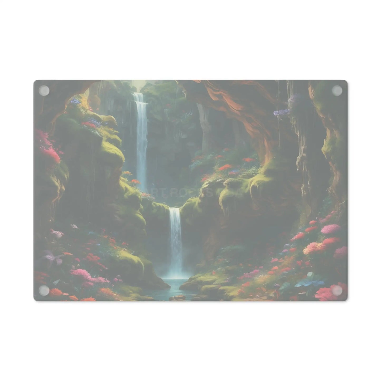 Waterfall Forest Cutting Board — Enchanted Nature Glass Chopping Board - Home Decor